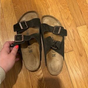 Birkenstock Black Suede Arizona Two-Strap Sandals